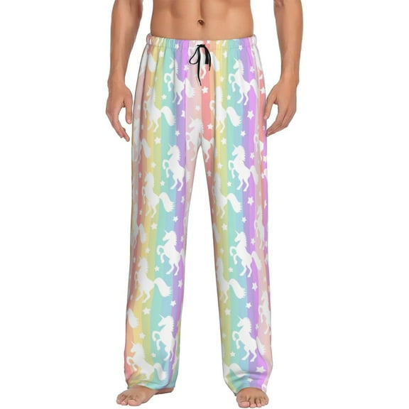 Rainbow Unicorn Men'S Pajama Pants Soft Sleep Lounge Pants Pjs Bottoms With Pockets Small