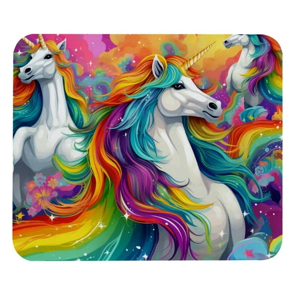 Rainbow Unicorn Mouse Pad, Rubber Base Computer Mouse Pads for Wireless Mouse