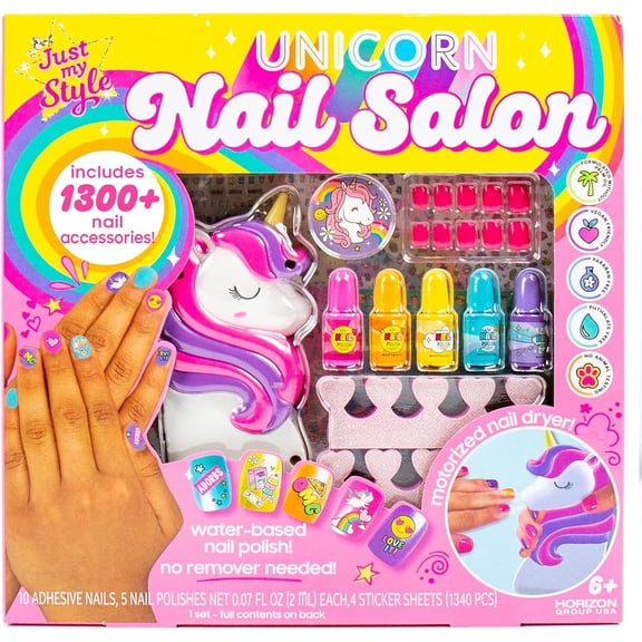 Rainbow Unicorn Nail Art, Nail Polish Set For Kids, Unicorn Nails Kit, Great Birthday Party or Sleepover Activity, Girls Night Manicure Set For Kids Ages 6, 7, 8, 9