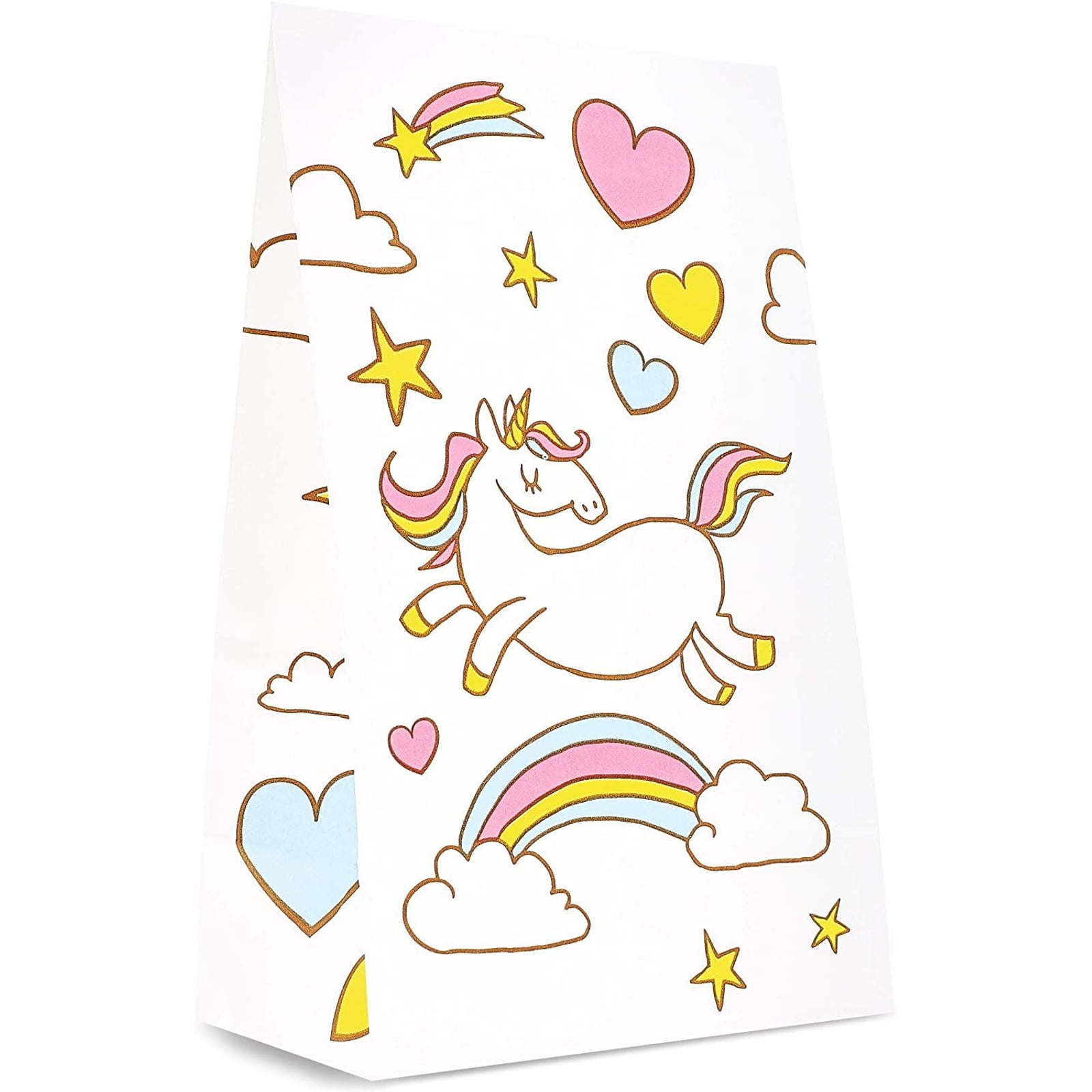 BLUE PANDA Rainbow Unicorn Party Favor Bags for Kids Birthday Party (5 x 8.5 x 3 In, 36 Pack)