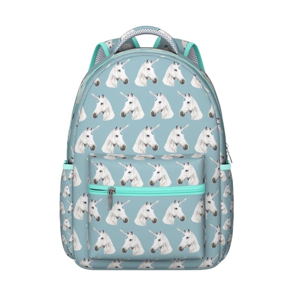 Rainbow Unicorn Pattern Backpack for School Use Compact Daily Travel Bag with Fun Print
