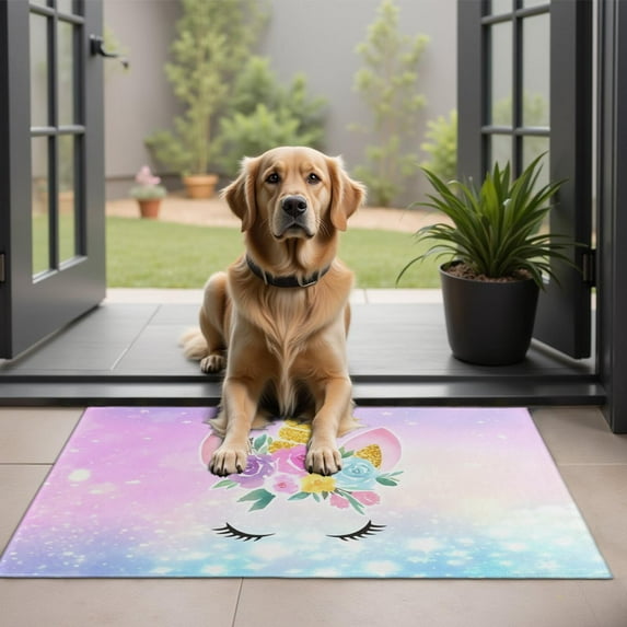 Rainbow Unicorn Pattern Door Rugs,Washable Non Slip Door Mats Indoor,Decorative Door Mats,Entry Mat Indoor for Entrance,Bedroom,Kitchen,Bathroom,20"x32"