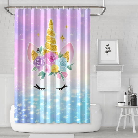 Rainbow Unicorn Pattern Shower Curtain 72"x72" ,Bathroom Decorative Shower Curtains Set with 12 Hooks,Modern Waterproof Washable Shower Curtain