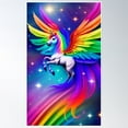 thumbnail image 1 of Rainbow Unicorn Poster Wall Art, Modern Wall Decor, 12x18 UNFRAMED, 1 of 3