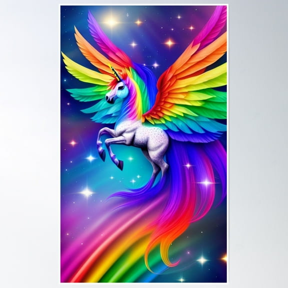 Rainbow Unicorn Poster Wall Art, Modern Wall Decor, 8x12 UNFRAMED