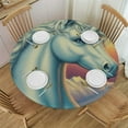 thumbnail image 1 of Rainbow Unicorn Round Fitted Tablecloth with Elastic Edge Magical Animal Table Cloth, 1 of 8