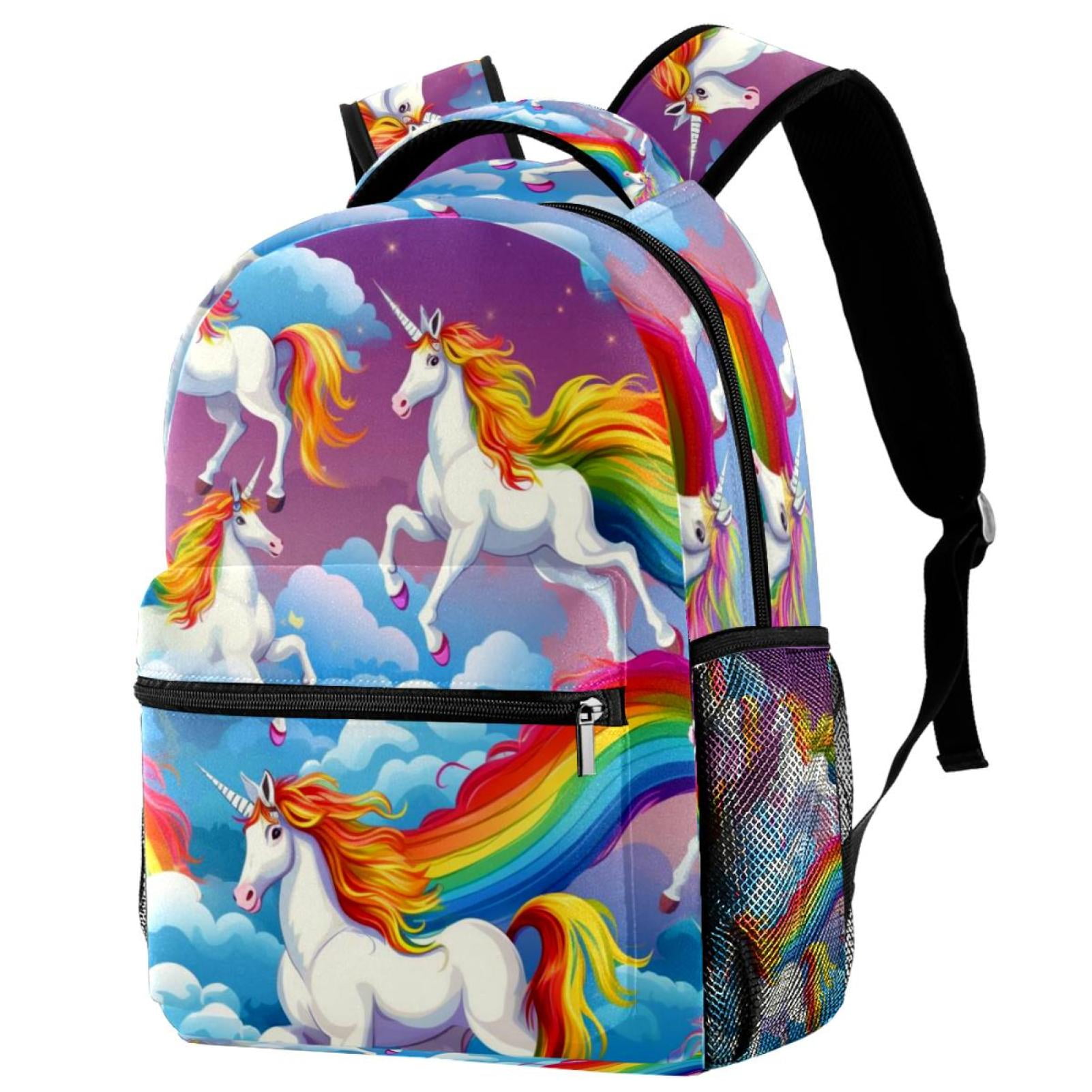Rainbow Unicorn School Backpack , Travel Bag for Women Girls Men Boys ...
