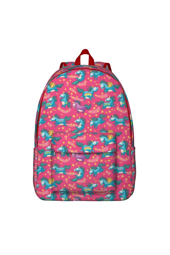Rainbow Unicorn School Backpack, Waterproof Bookbag with Cute Cartoon and Mythical Horse Pattern for Teens