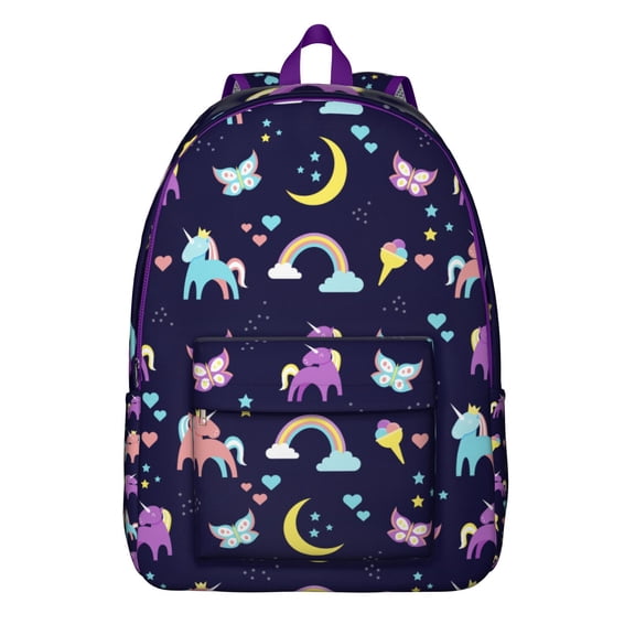 Rainbow Unicorn School Backpack, Waterproof Bookbag with Cute Cartoon and Mythical Horse Pattern for Teens