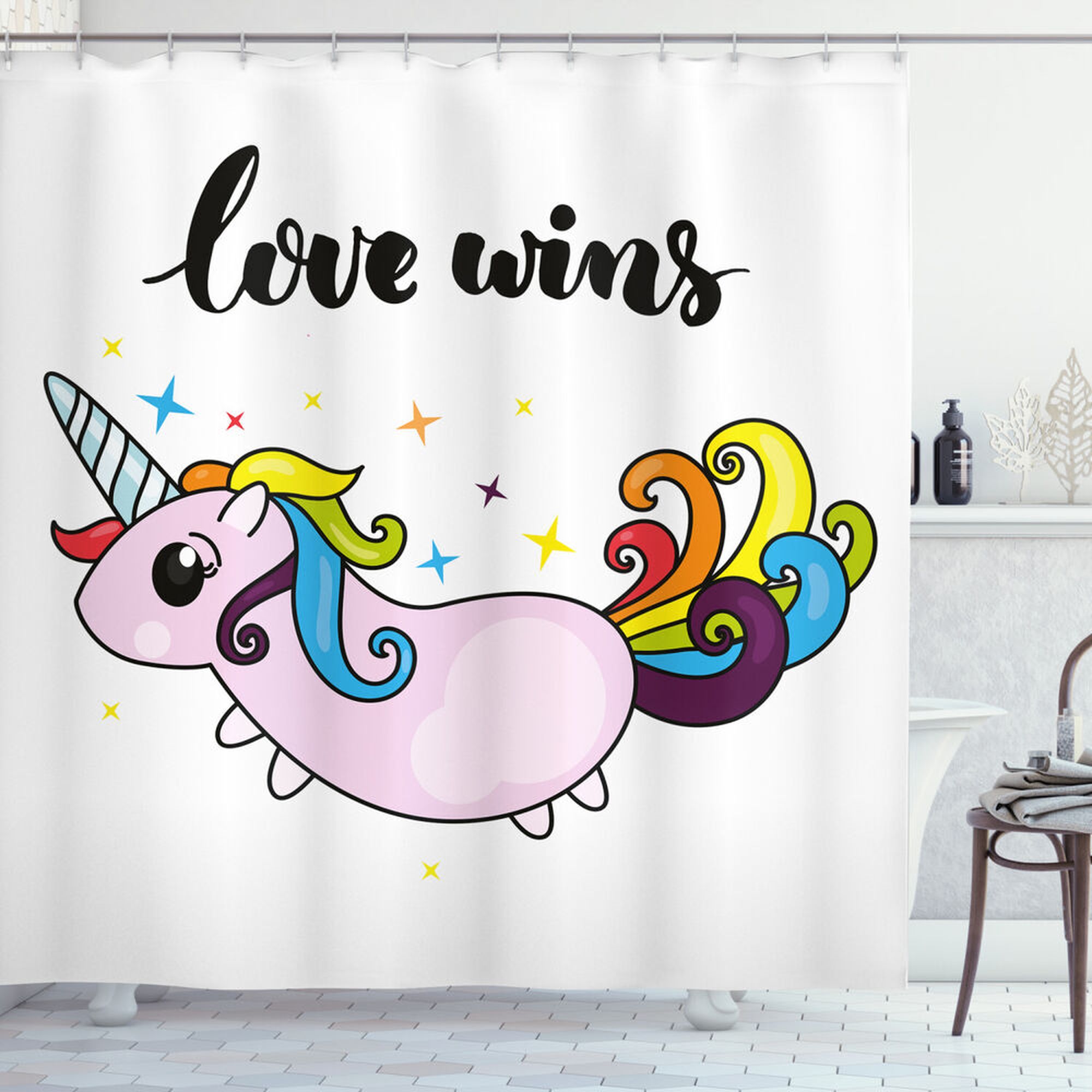Rainbow Unicorn Shower Curtain Vibrant Pride Design for Your Bathroom