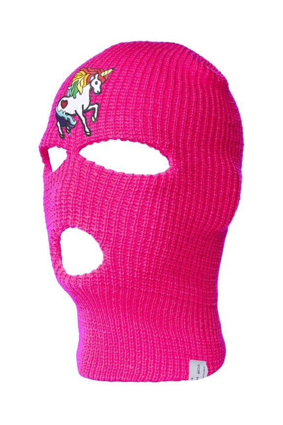 Rainbow Unicorn Ski 3 Hole Mask, Hot Pink