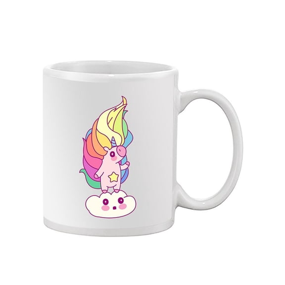 Rainbow Unicorn Stands On Cloud Mug Unisex's -Image by Shutterstock