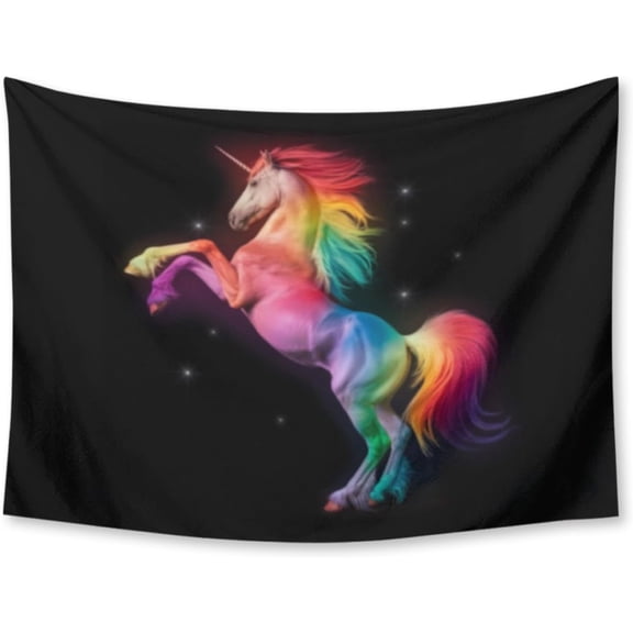 Rainbow Unicorn Stars Galaxy Tapestry Wall Hanging Decor 30 x 40 Inch for Bedroom Dorm Living Room Indoor Outdoor