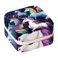 thumbnail image 1 of Rainbow Unicorn Travel Portable Square Jewelry Organizer: Necklace Holder, Bracelet Holder, and More for Stylish Girls and Women, 1 of 6