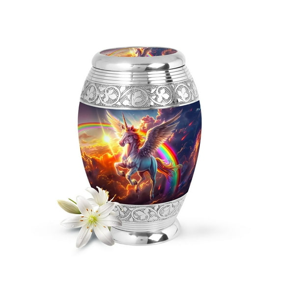 Rainbow Unicorn Urn for Ashes  Beautiful Memorial Keepsake, Decorative and Artistic Cremation Urn, Personalized Funeral Urn, Memorial Urn