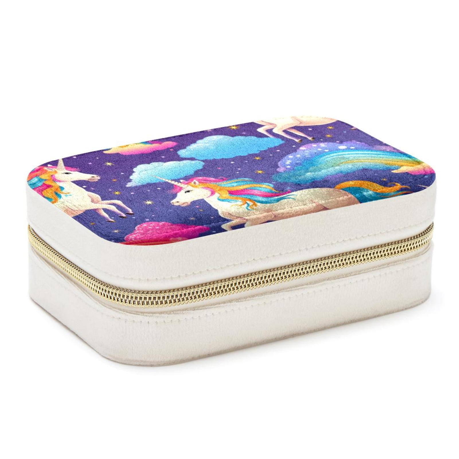 Rainbow Unicorn Velvet Portable Decorative Box with Removable ...