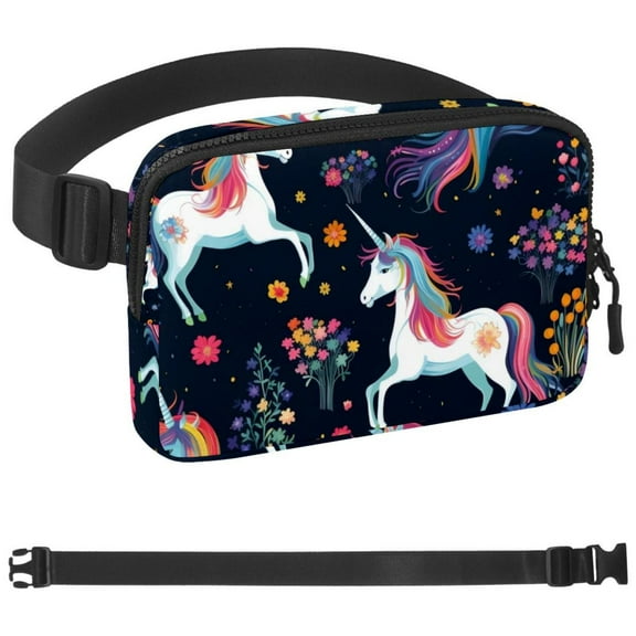 Rainbow Unicorn Waist Pack for Running Fanny Pack for Women and Men Crossbody Belt Bag Bum Bag with Adjustable Strap for Sports