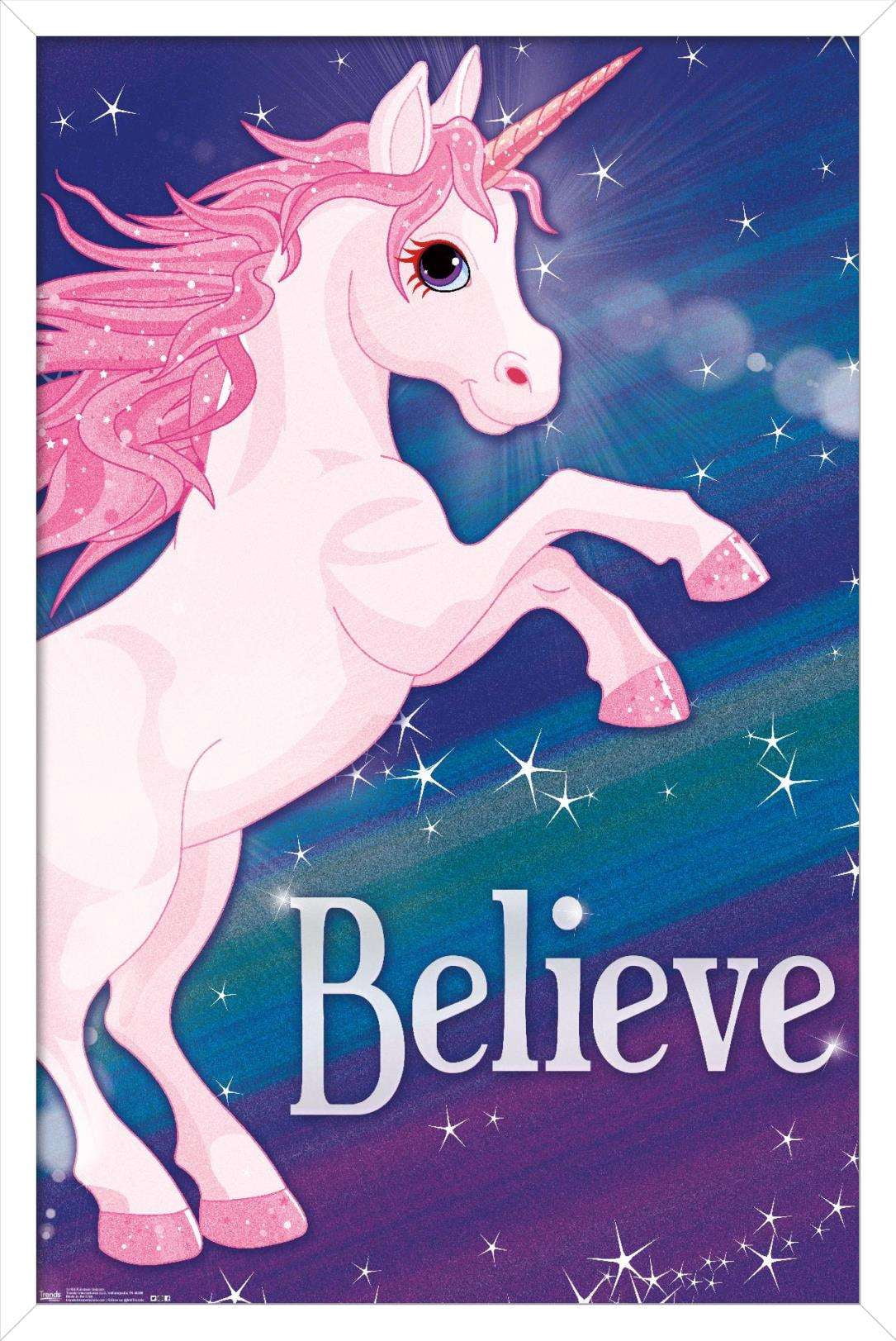Rainbow Unicorn Wall Poster, 14.725" x 22.375", Framed
