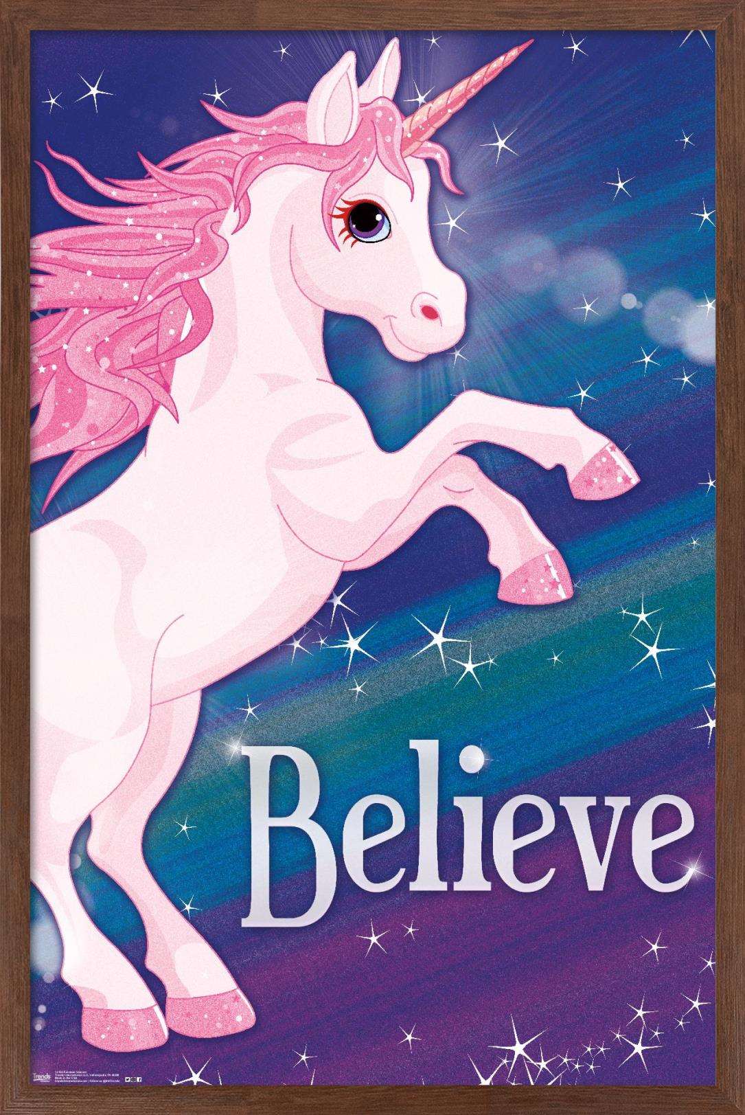Rainbow Unicorn Wall Poster, 14.725" x 22.375", Framed