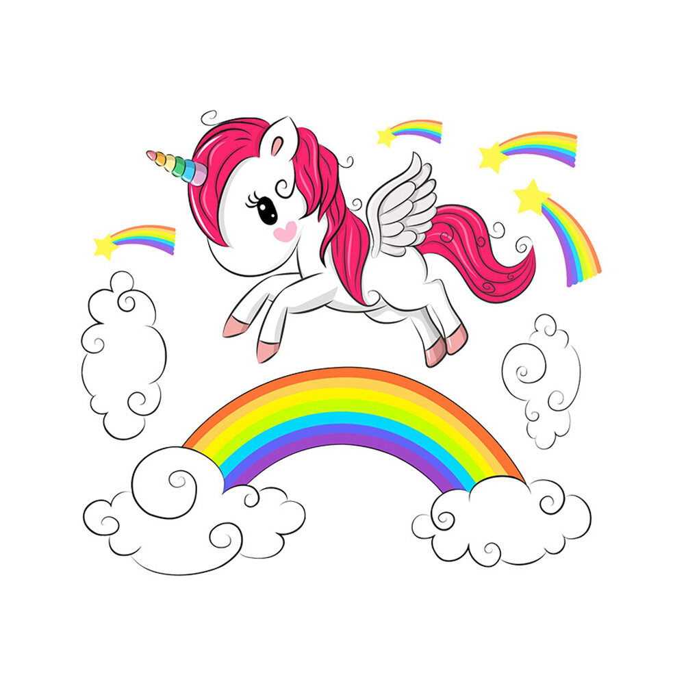Rainbow Unicorn Wall Stickers Removable Wall Decals DIY Wall Decor for