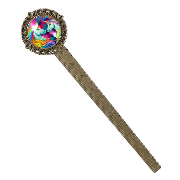 Rainbow Unicorns Book Lovers' Antique Bronze Lace Bookmark: a Stylish Book Accessory for Readers and Book Markers