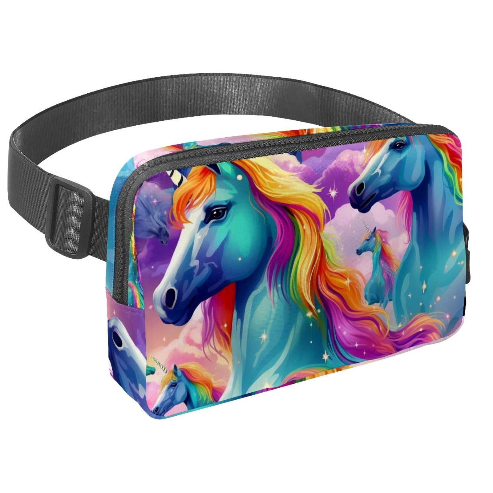 Rainbow Unicorns Lightweight Adjustable Waist Bag Fanny Pack with Extension Strap - Unisex