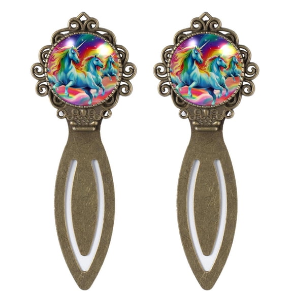 Rainbow Unicorns Reading Accessories: Vintage Copper-Colored Lace Bookmarks - Set of 2 Stainless Steel Book Markers