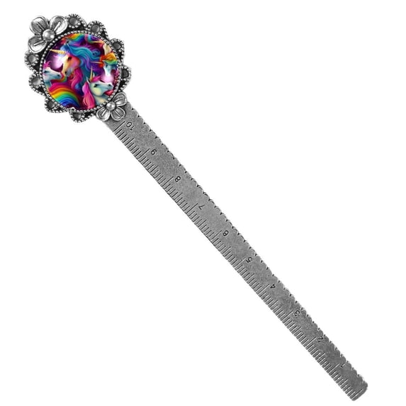 Rainbow Unicorns Silver Lace-Edged Bookmark: Gift for Book Lovers and Readers | Reading Accessories | Book Accessories
