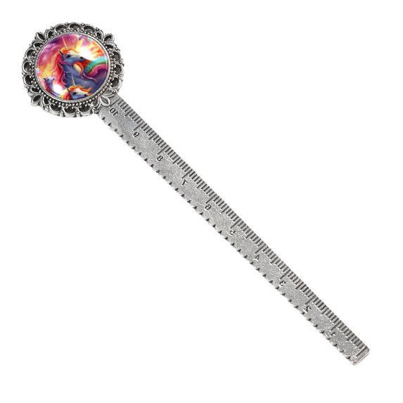 Rainbow Unicorns Vintage Silver Lace-Edged Bookmark - Book Markers, Book Accessories, Bookmarks for Readers and Book Lovers
