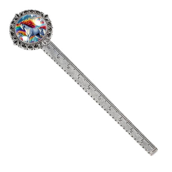 Rainbow Unicorns Vintage Silver Lace-Edged Bookmark - Gift for Readers and Book Lovers