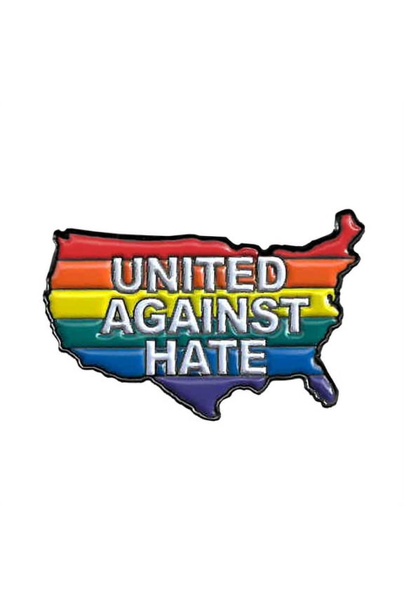 Rainbow United Against Hate Pin - Matt Stewart, Collectible Enamel Brooch Pin, Size - 1.4" x 0.9"