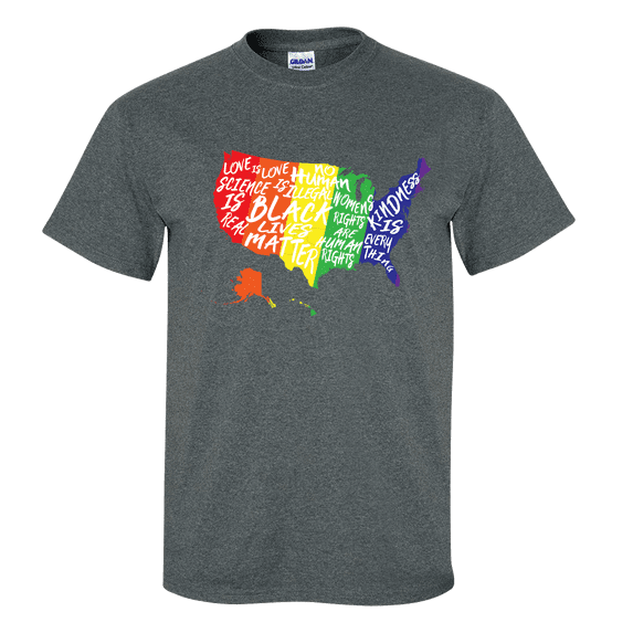 Rainbow United States of America Equality Love Unity Short Sleeve T-shirt-Dark Heather-medium
