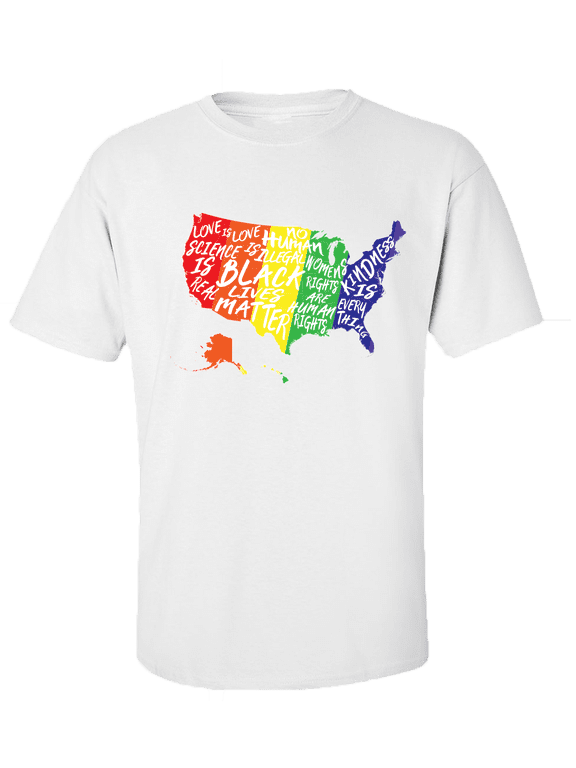 Rainbow United States of America Equality Love Unity Short Sleeve T-shirt-White-medium
