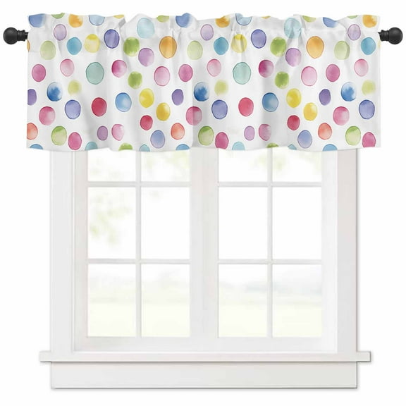 Rainbow Valances for Windows Farmhouse Kitchen Curtains Valances Rod Pocket Valance Curtains for Kitchen Windows Colorful Boho Tainted Pattern Polka Dot Modern Window Valances for Bathroom 60"x18"