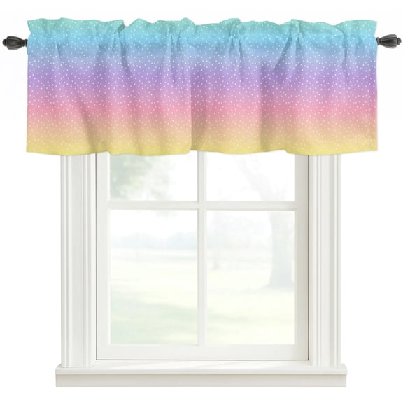Rainbow Valances for Windows Farmhouse Kitchen Curtains Valances Rod Pocket Valance Curtains for Windows Colorful Gradient Abstract Polka Dots Boho Pastel Window Valances for Bathroom Bedroom 54"x18"