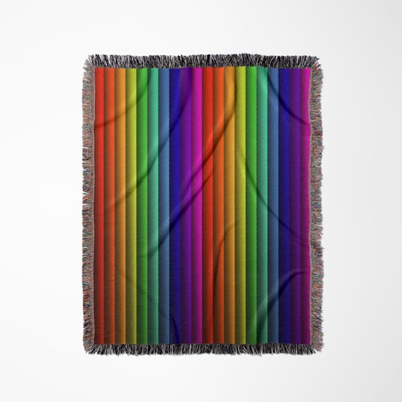 Rainbow Vertical Stripes, Woven Blanket