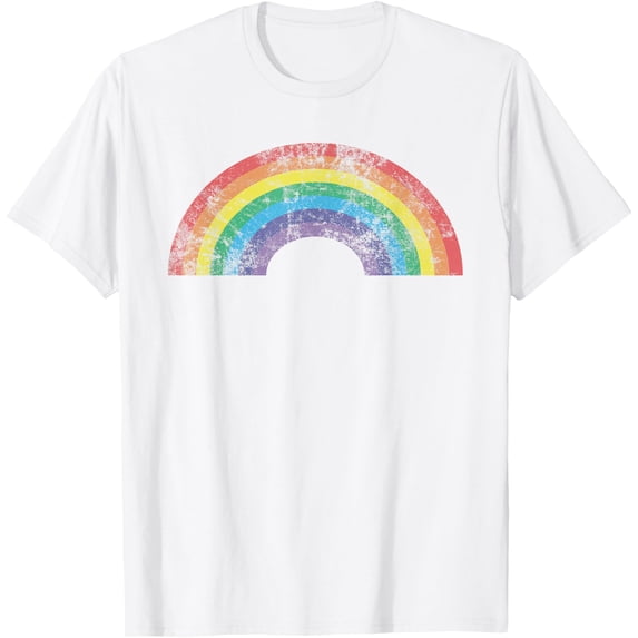 Rainbow Vintage Retro 80's Style Gift Men Women Gift T-ShirtMen and women, White T-shirt, size: Extra large