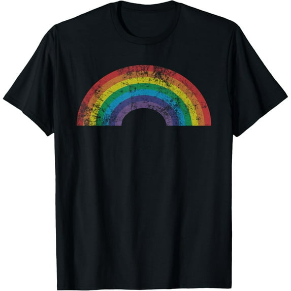 Rainbow Vintage Retro 80's Style Gift Men Women Gift T-Shirt