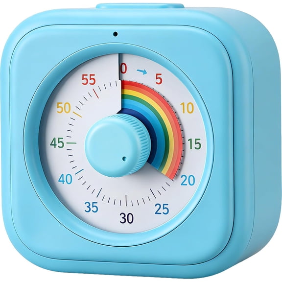 Rainbow Visual Timer for Kids, 60 Minute Silent Countdown Clock with Color Disk, Time Management Tool ADHD, Classroom, Kitchen, Office, Study, Pomodoro