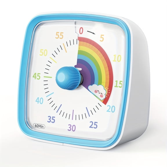 Rainbow Visual Timer with Night Light - 60-Minute Silent Countdown, Perfect for Classroom, Kitchen & Office Use, YUNBAOIT