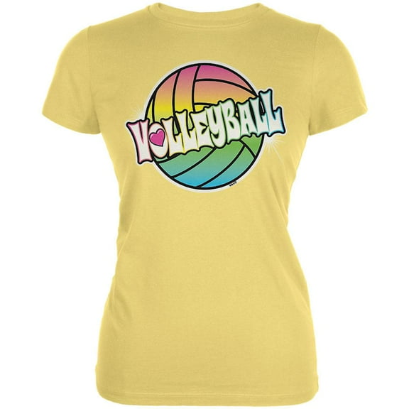 Rainbow Volleyball Neon Juniors Soft T Shirt Yellow LG