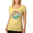 thumbnail image 1 of Rainbow Volleyball Neon Womens Soft Scoop T Shirt Yellow Haze LG, 1 of 1