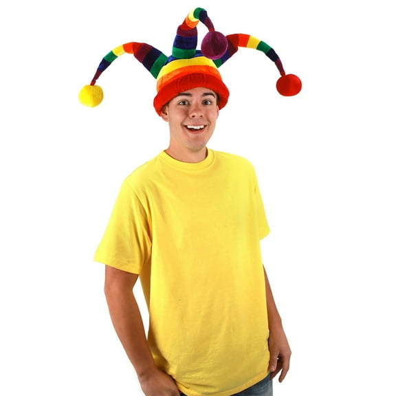 Rainbow Wacky Jester Plush Hat
