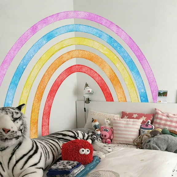 Rainbow Wall Decal, Peel and Stick Wallpaper, Pink rainbow Wall Stickers for Children's room stickers Girls Room Kids Toddler Bedroom Nursery Playroom