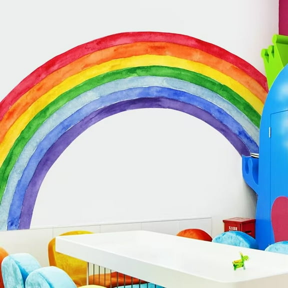 Rainbow Wall Decals - Large Watercolor Rainbow Wall Decor Stickers for Kids' Room, Peel and Stick Half Art Murals for Girls' Room/Bedroom