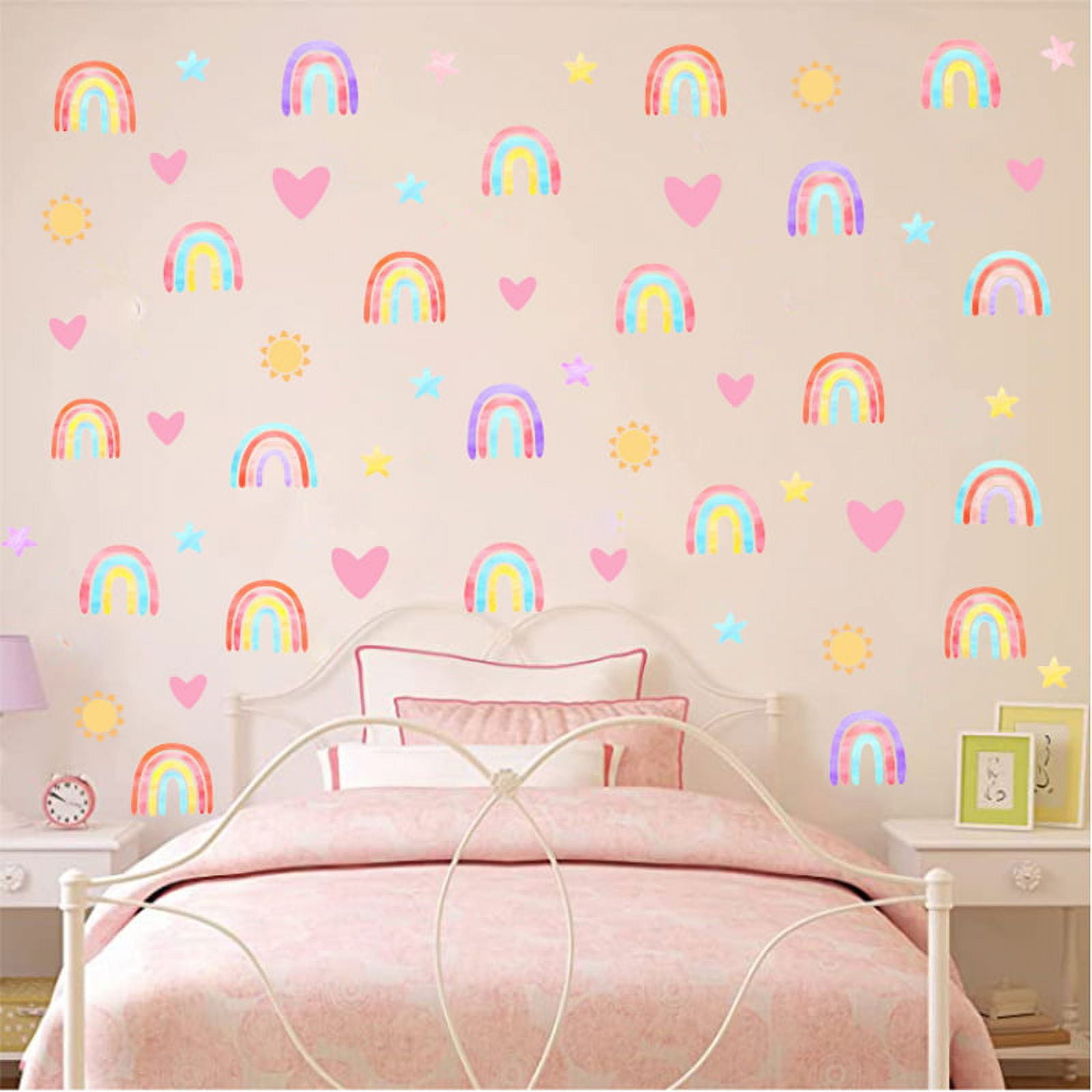 Sticker mural - Rainbow with clouds pink