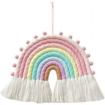 Rainbow Wall Hanging Decor Pom Pom Garland Rainbow Decor for Kids Room Girls Bedroom Baby Shower Nursery Decorations