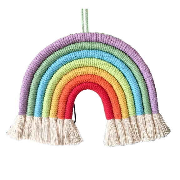 Rainbow Wall Hanging, Woven Rainbow Wall Decor for Girls Nursery Bedroom Playroom Baby Room Decor - No. 2 color