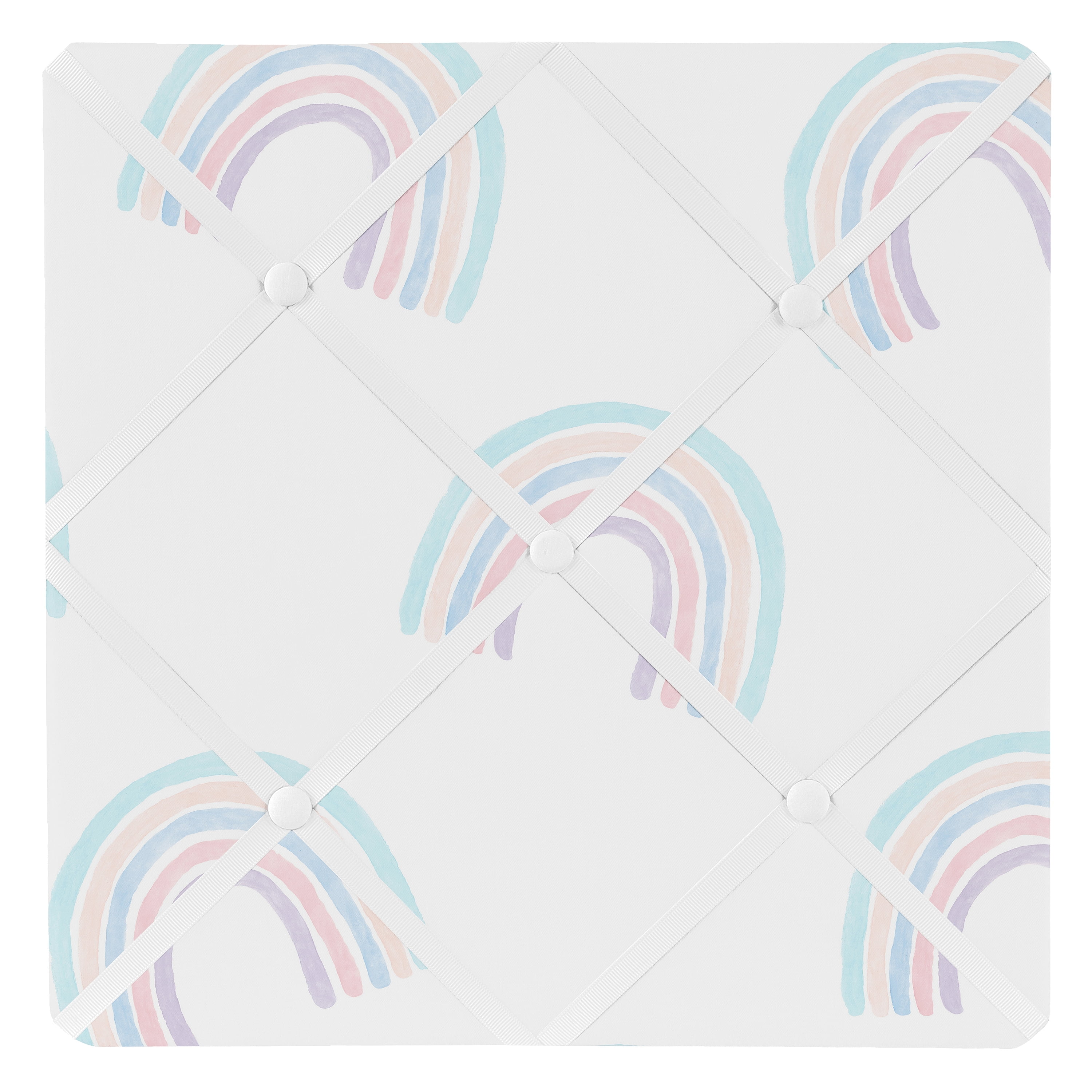 Pastel Rainbow Fabric Memo Board with Button Detail