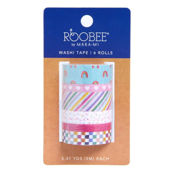 Roobee by Mara Mi Rainbow Washi Tape Set - 6 Rolls for Scrapbooking & Crafts